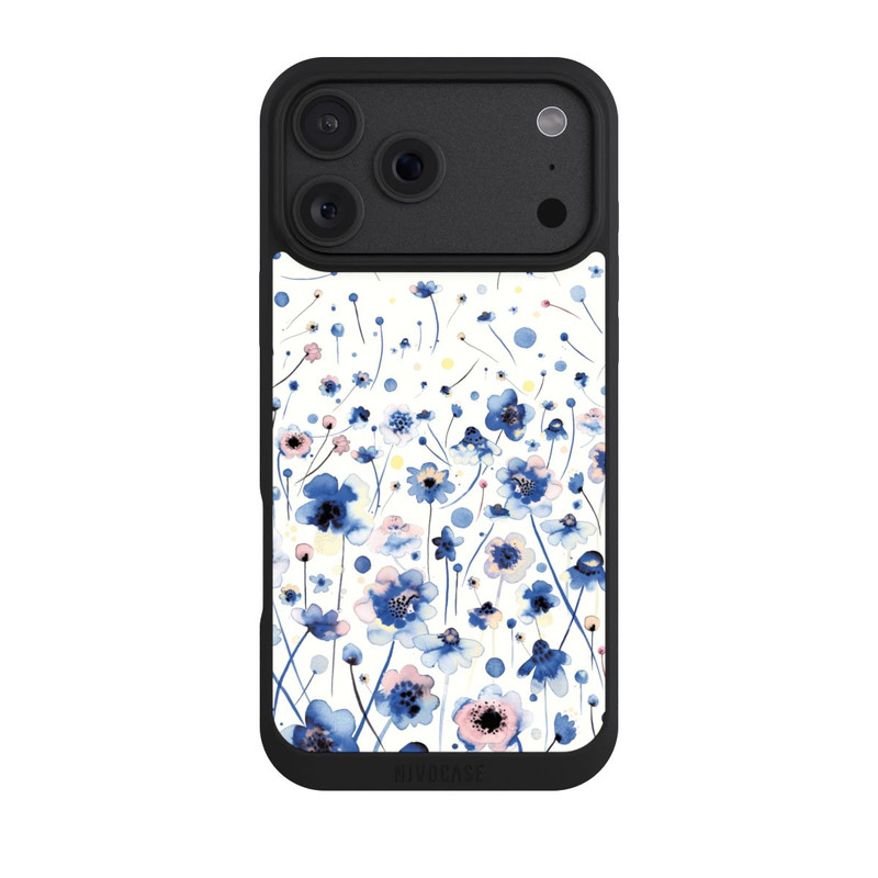iPhone 18 Pro Max NIVOpure Fleurs bleues d’encre aquarelle