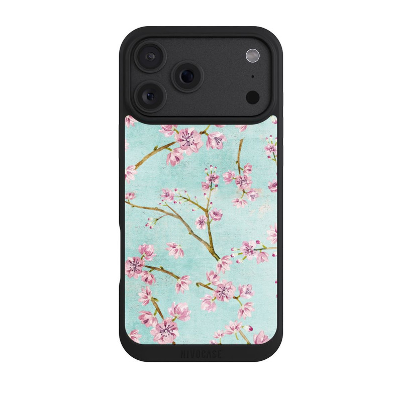 iPhone 18 Pro Max NIVOpure Motif de brindilles de fleurs de cerisier bleu clair