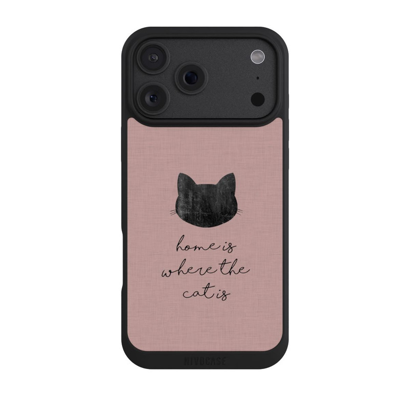 iPhone 18 Pro Max NIVOpure Home Is Where The Cat Is - Noir sur rose