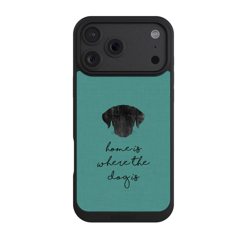 iPhone 18 Pro Max NIVOpure Home Is Where The Dog Is - Noir sur turquoise