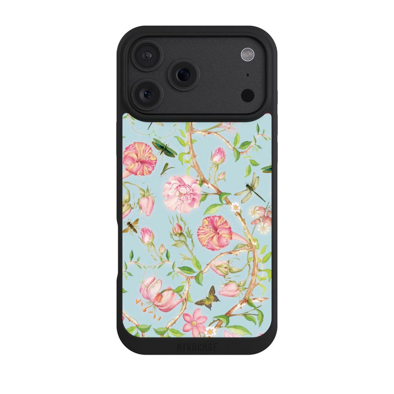 iPhone 18 Pro Max NIVOpure Fleurs Botaniques Vintage Bleu