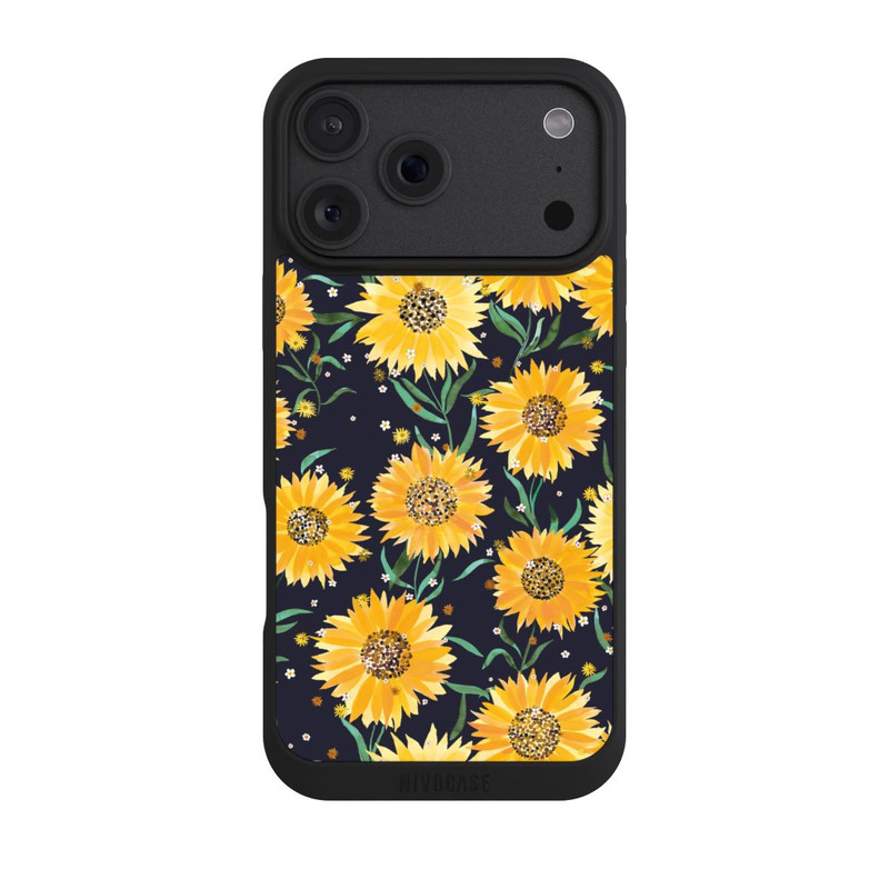 iPhone 18 Pro Max NIVOpure Fleurs de Tournesol sur Fond Noir