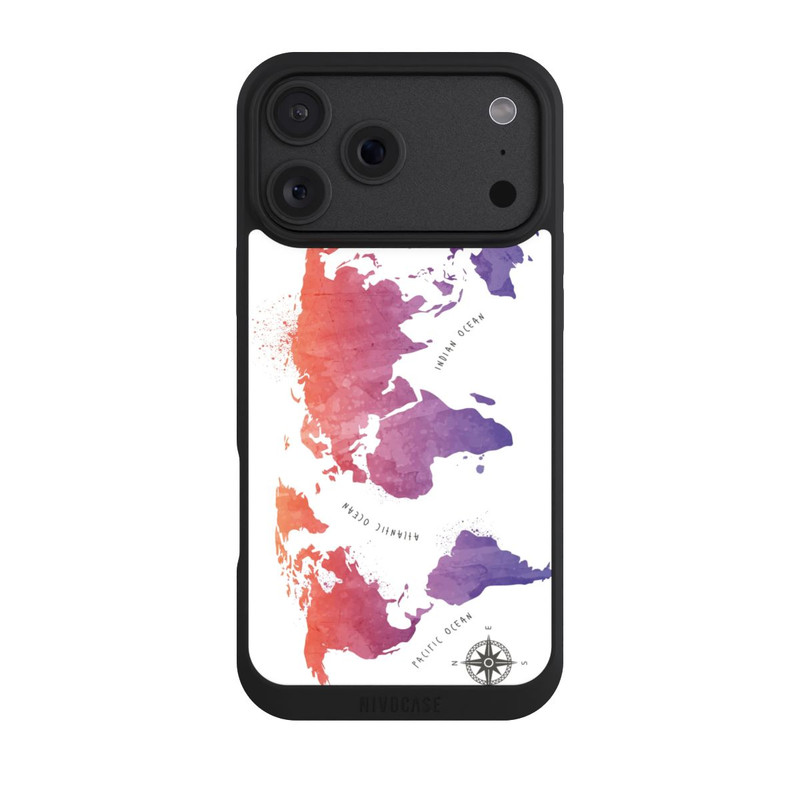 iPhone 18 Pro Max NIVOpure Carte du monde aquarelle blanche