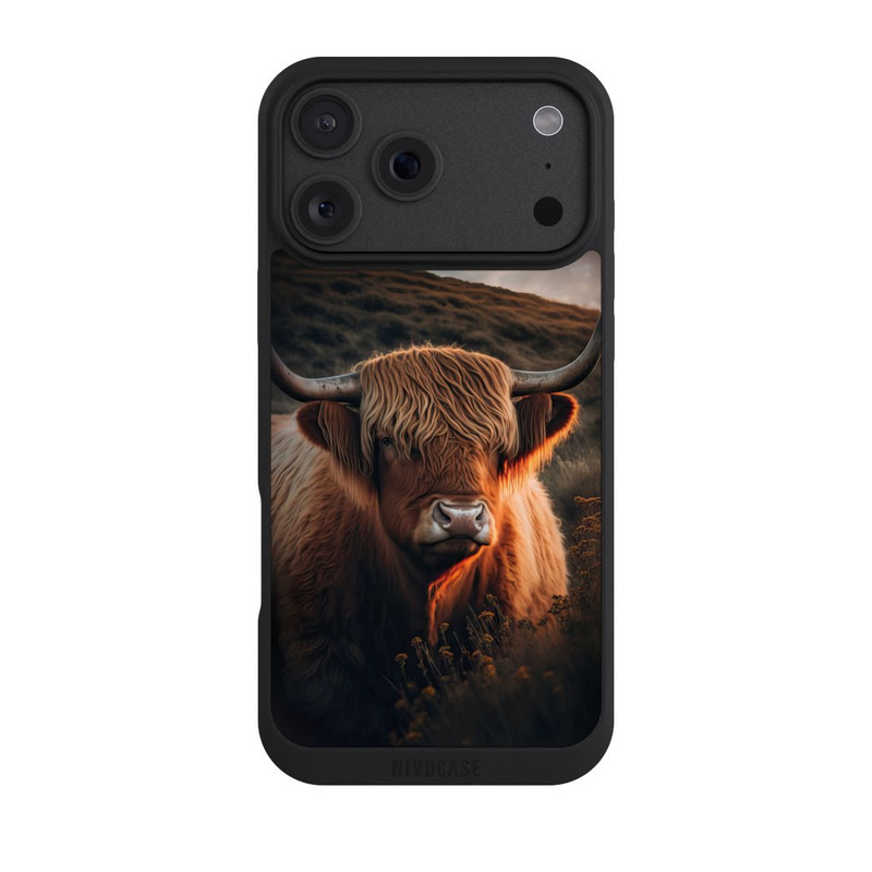 iPhone 18 Pro Max NIVOpure Hochland Rind mit großen Hörnern mit KI
