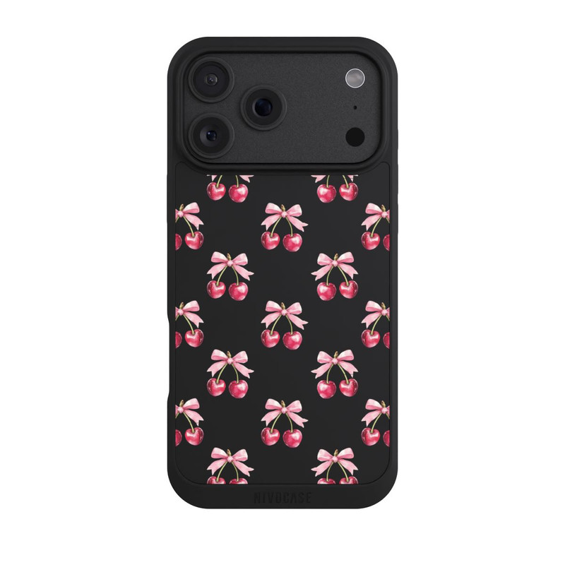 iPhone 18 Pro Max NIVOpure Motif Nœud Cerise transparent avec IA