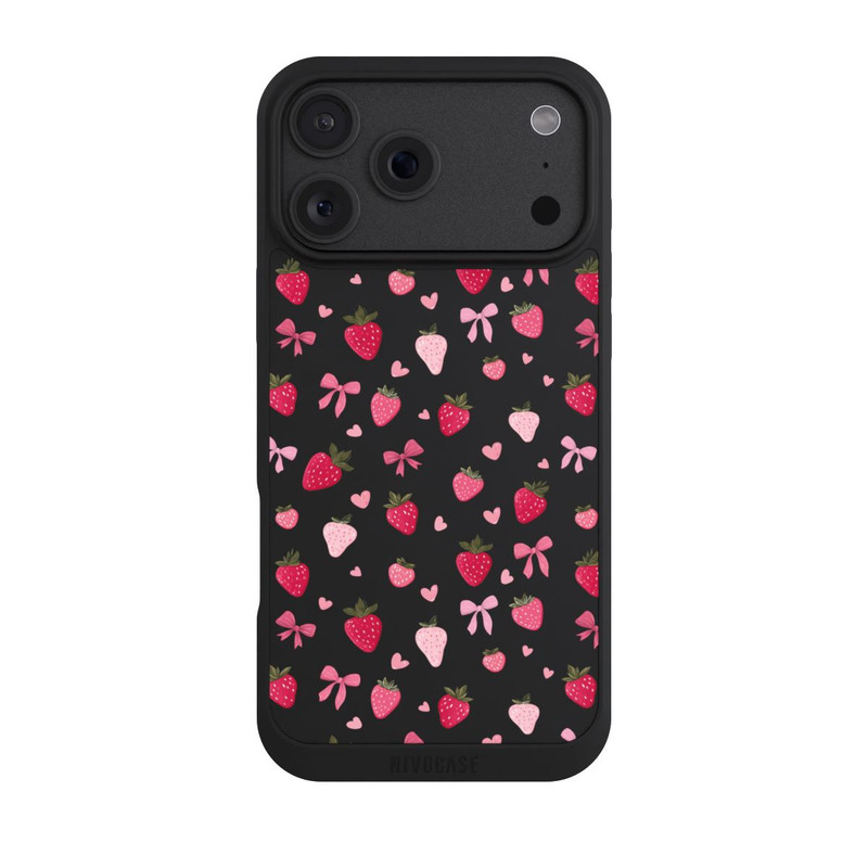 iPhone 18 Pro Max NIVOpure Strawberry Ribbon Pattern Pink Transparent
