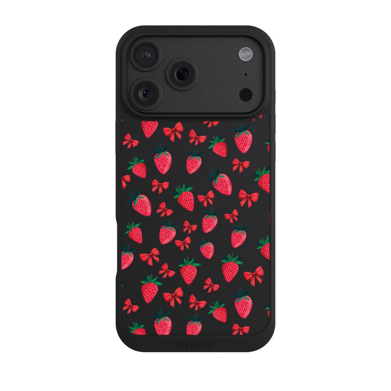 iPhone 18 Pro Max NIVOpure Strawberry Heart Ribbon Pattern Transparent