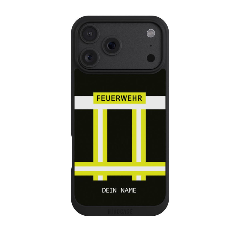iPhone 18 Pro Max NIVOpure Feuerwehr Uniform Schwarz Personalisierbar