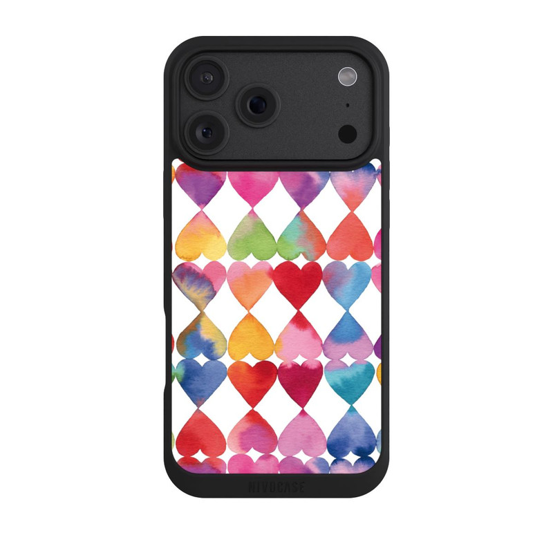 iPhone 18 Pro Max NIVOpure Colorful Watercolor Hearts Pattern