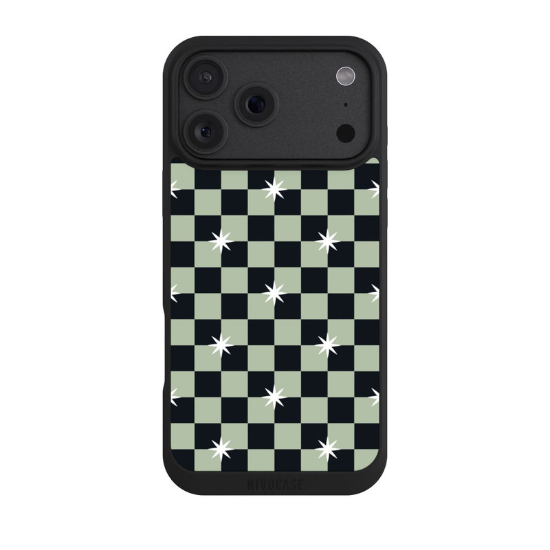iPhone 18 Pro Max NIVOpure Checked Pattern Black Grey Stars