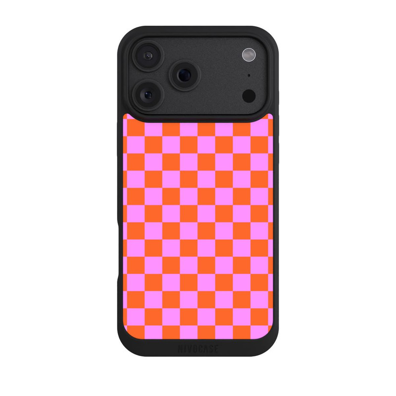 iPhone 18 Pro Max NIVOpure Checked Pattern Orange Pink Small Squares