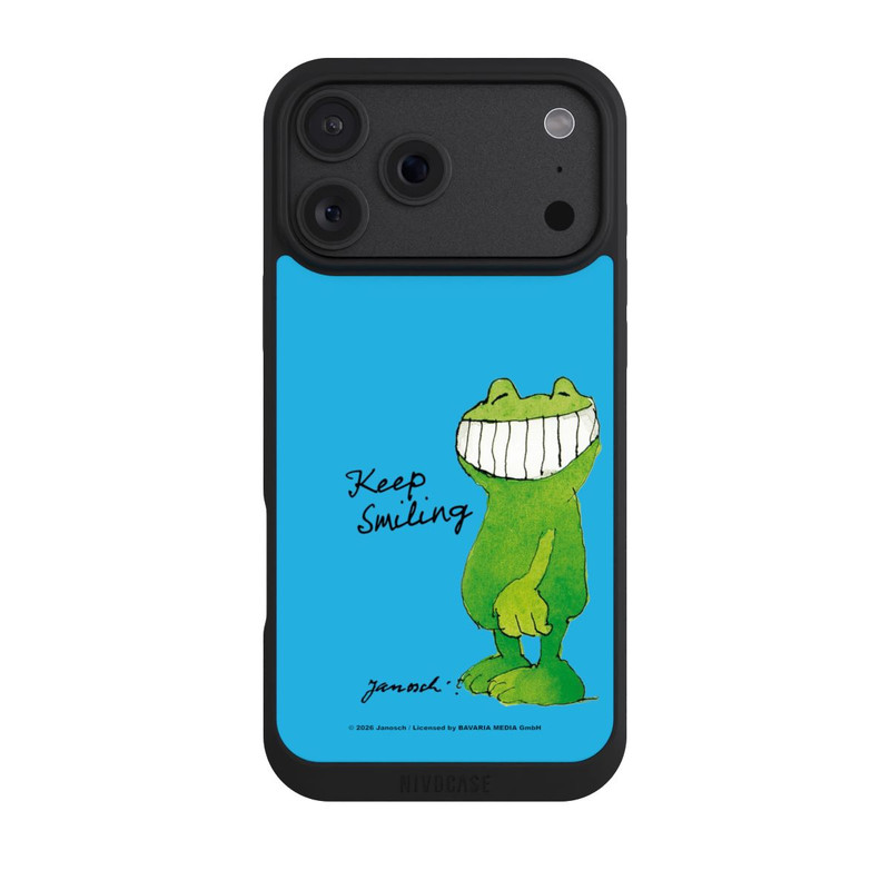 iPhone 18 Pro Max NIVOpure Janosch Frosch Keep Smiling Blue