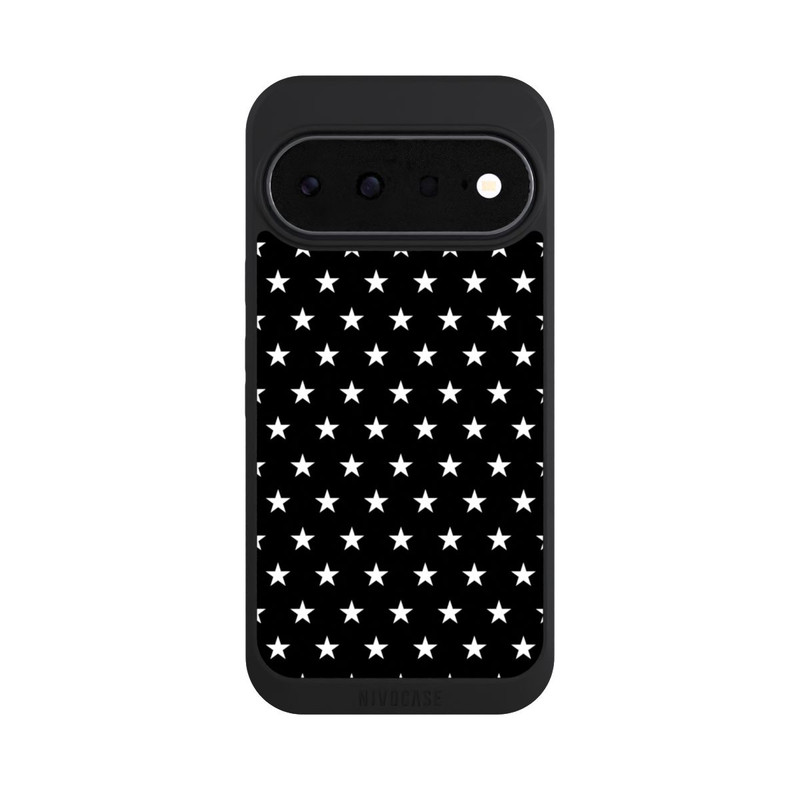 Pixel 11 NIVOpure Polka Stars Schwarz und Weiß