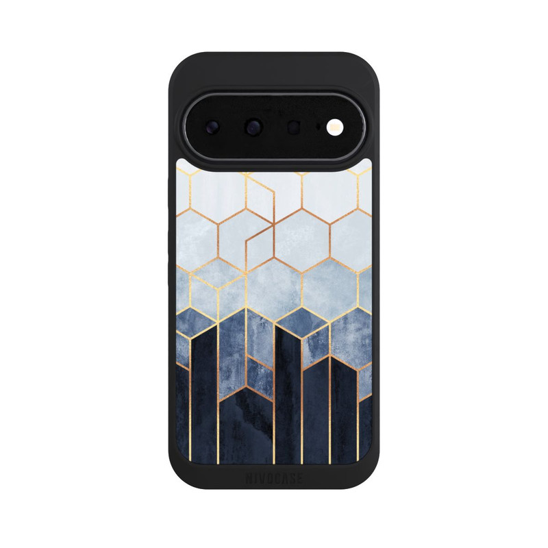 Pixel 11 NIVOpure Blauer Farbverlauf Sechsecke Golddruck