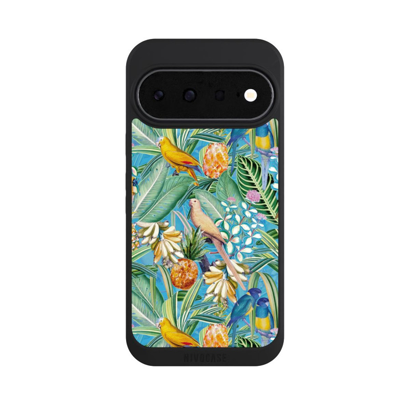 Pixel 11 NIVOpure Tropische Papageien auf blauer Tapete