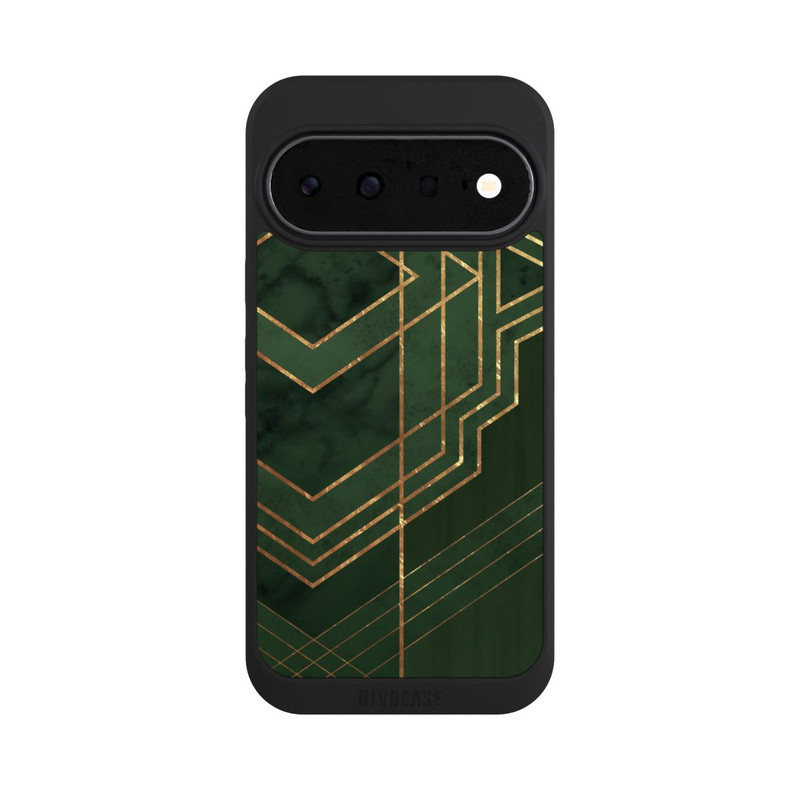 Pixel 11 NIVOpure Dunkelgrün gemustert Goldene Streifen