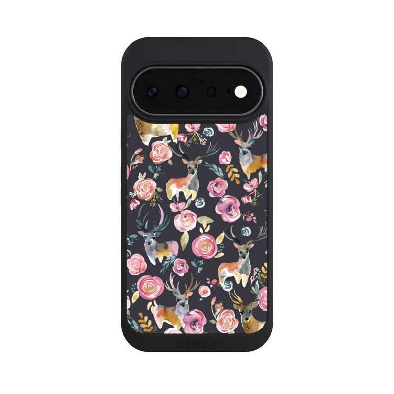 Pixel 11 NIVOpure Hirsche und Blumen Anthrazit