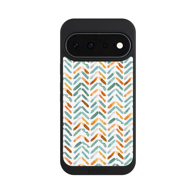 Pixel 11 NIVOpure Elegantes Herbstchevron Blau Orange