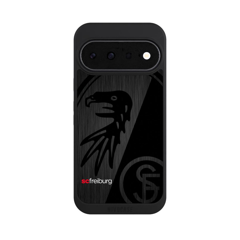 Pixel 11 NIVOpure  Kratzen Metall Hintergrund mit dem Schriftzug  Vertikal SC Freiburg
