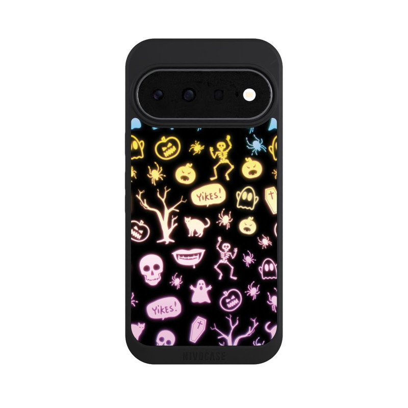 Pixel 11 NIVOpure Neon Halloween Aufkleber Schwarzer Hintergrund