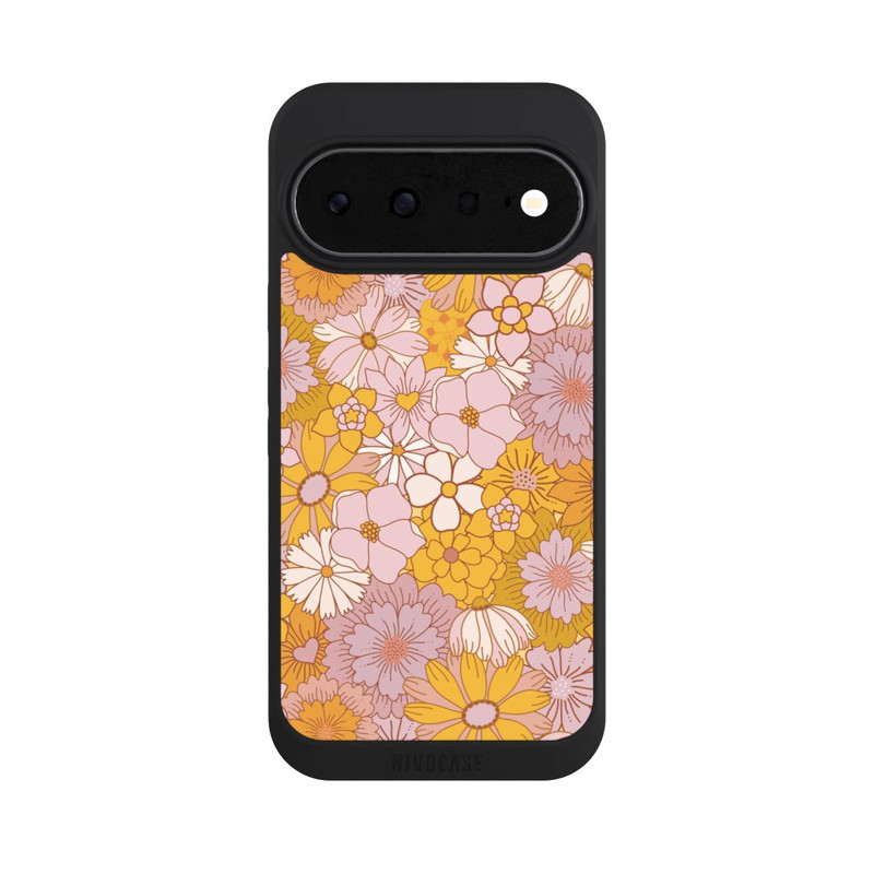 Pixel 11 NIVOpure Retro Blumentapete Gelb