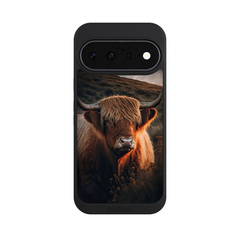 Pixel 11 NIVOpure Vache Highland avec de grandes cornes avec IA