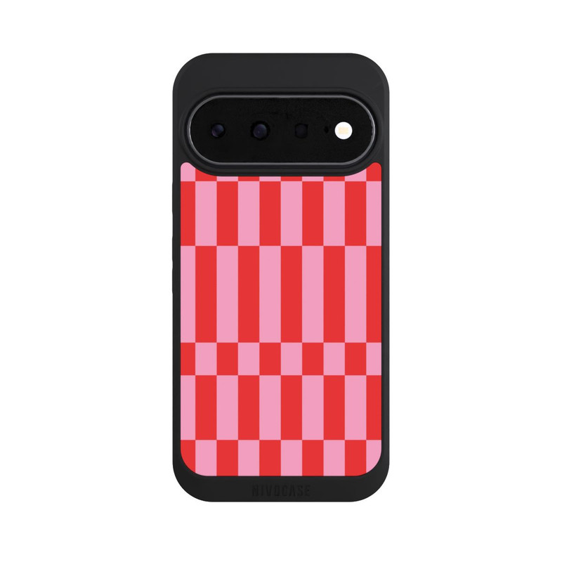 Pixel 11 NIVOpure Checked Abstract Bold Coral Red and Pink Color Block