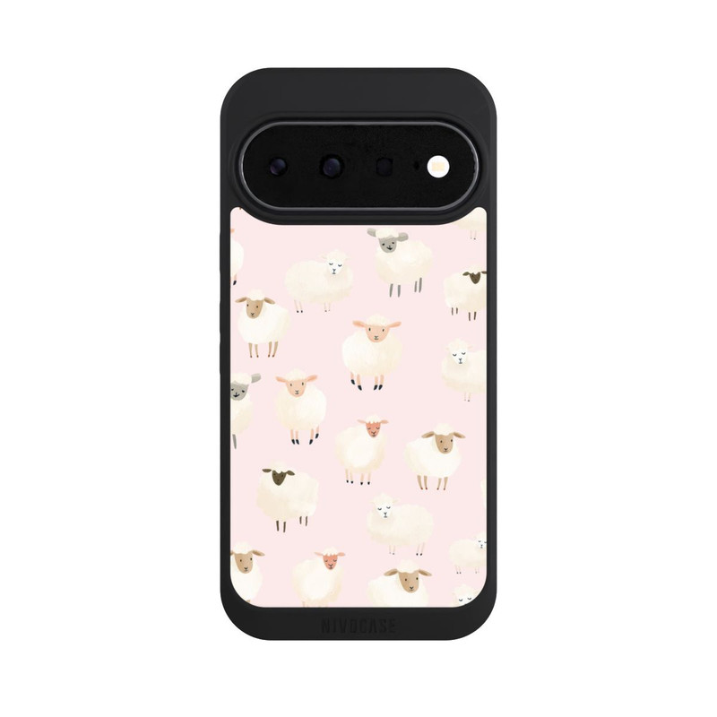 Pixel 11 NIVOpure Schafe auf Rosa Hintergrund mit KI