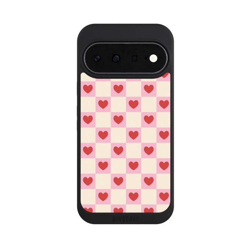 Pixel 11 NIVOpure Rosa Kariertes Herzmuster Valentinstag