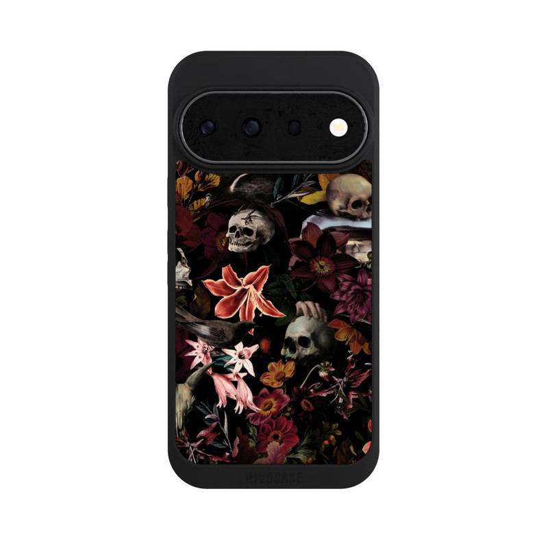 Pixel 11 Pro NIVOpure Totenköpfe und Blumen auf dunklem Hintergrund