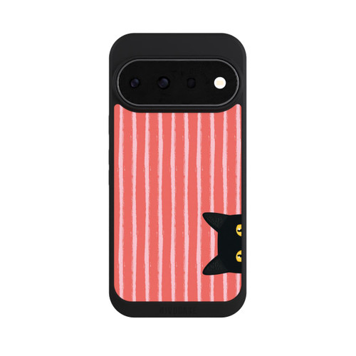Google Pixel 11 Pro NIVOpure Chat noir sur fond rayé orange