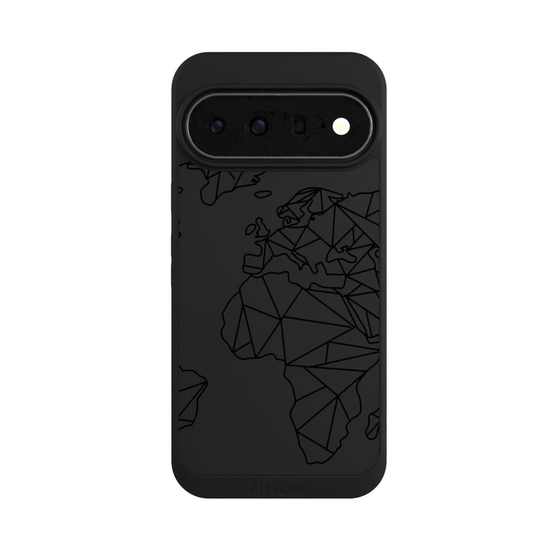 Pixel 11 Pro XL NIVOpure Polygon Weltkarte Schwarz ohne Hintergrund