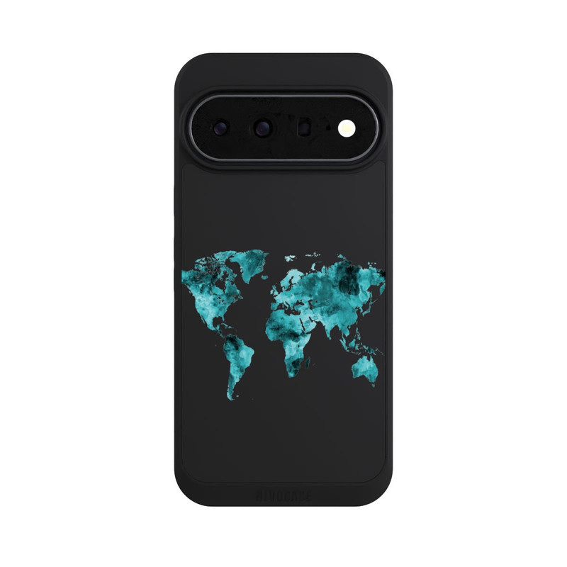 Pixel 11 Pro XL NIVOpure Weltkarte Blaugrün Transparent