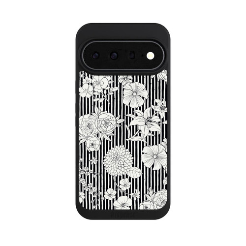 Google Pixel 11 Pro XL NIVOpure Fleurs et rayures noir et blanc