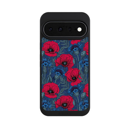 Google Pixel 11 Pro XL NIVOpure Coquelicots et bleuets sur fond bleu