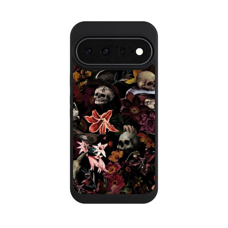 Pixel 11 Pro XL NIVOpure Totenköpfe und Blumen auf dunklem Hintergrund