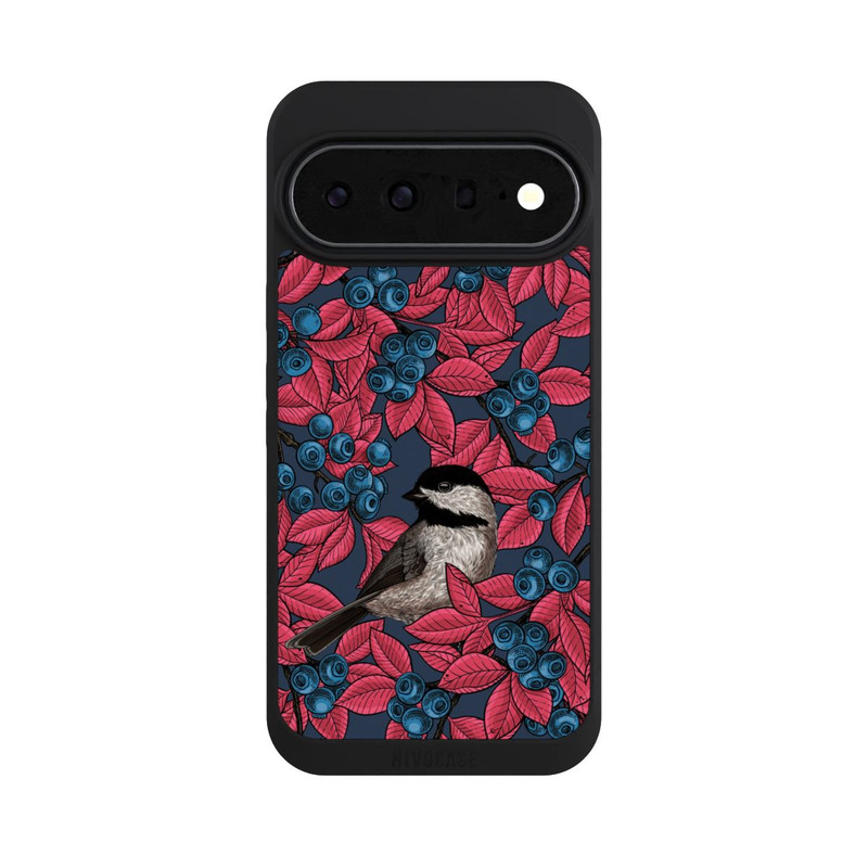 Pixel 11 Pro XL NIVOpure Blaubeeren und Vögel auf Navy