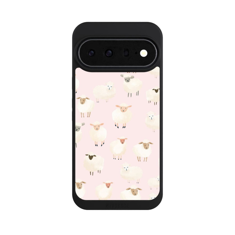 Pixel 11 Pro XL NIVOpure Schafe auf Rosa Hintergrund mit KI