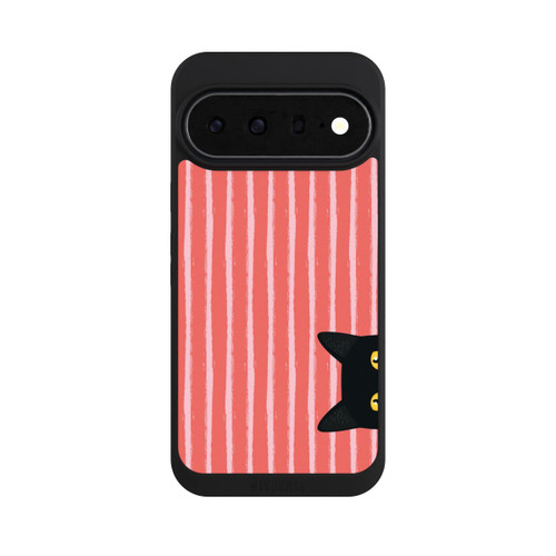 Google Pixel 11 Pro XL NIVOpure Chat noir sur fond rayé orange