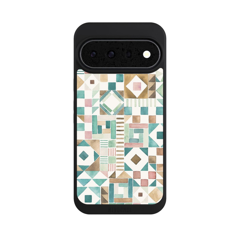 Pixel 11 Pro XL NIVOpure Geometric Blocks Retro Vintage Patchwork Green