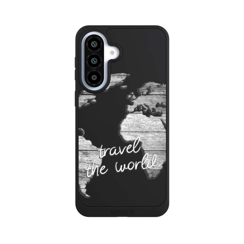 Galaxy A37 5G NIVOpure Weltkarte Holz ohne Hintergrund