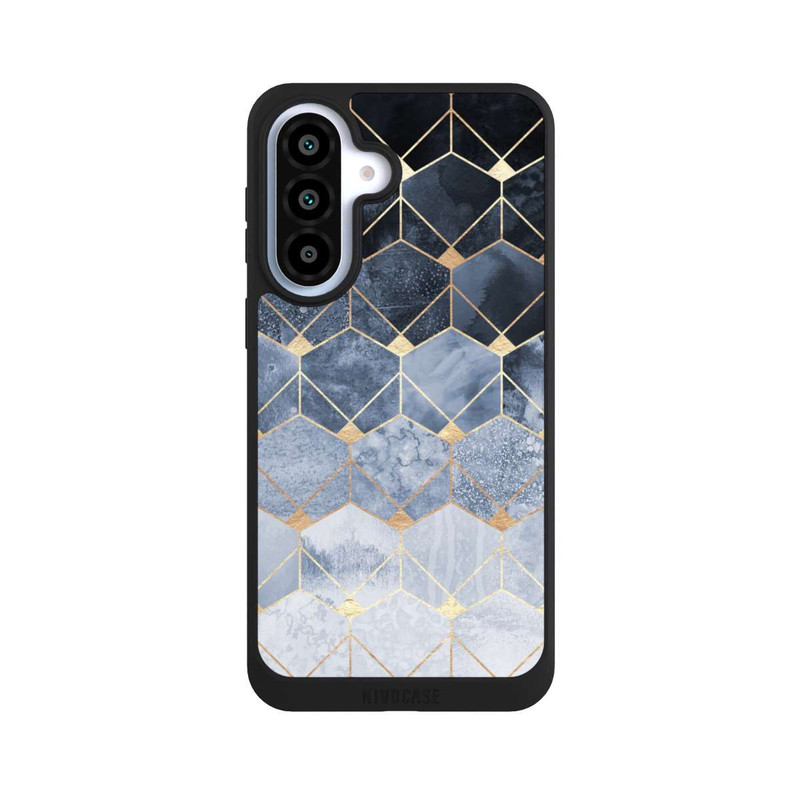 Galaxy A37 5G NIVOpure Impression Or Hexagones Bleus Et Diamants