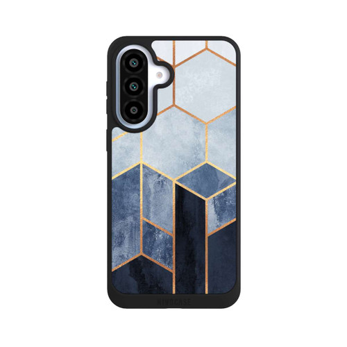 Samsung Galaxy A37 5G NIVOpure Blauer Farbverlauf Sechsecke Golddruck
