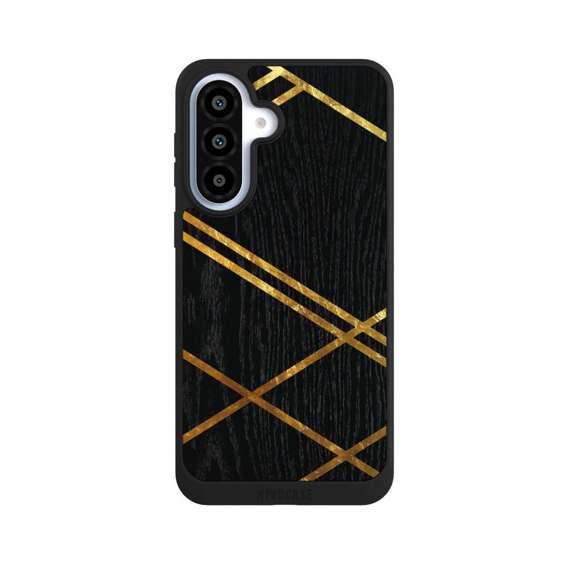 Galaxy A37 5G NIVOpure Noir Motif géométrique Rayures dorées