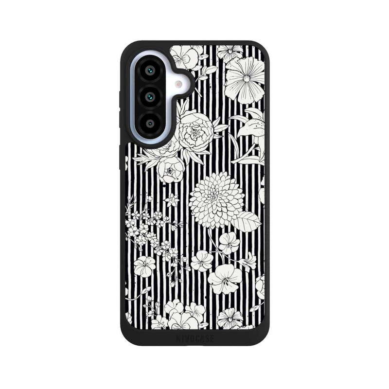 Galaxy A37 5G NIVOpure Blumen und Streifen Schwarz und Weiß
