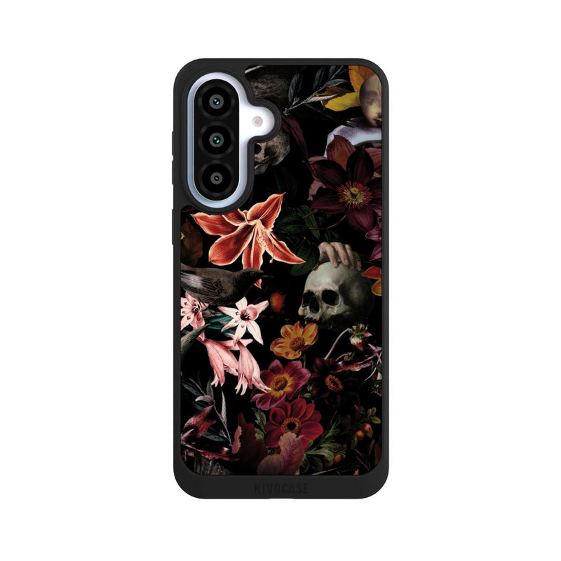 Galaxy A37 5G NIVOpure Totenköpfe und Blumen auf dunklem Hintergrund