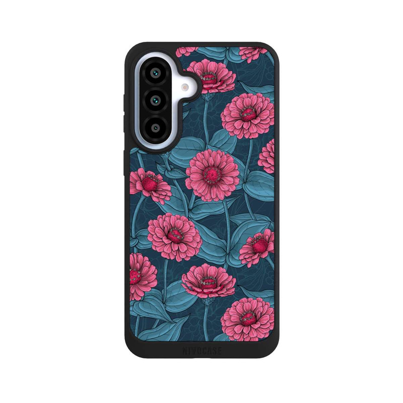 Galaxy A37 5G NIVOpure Rosa Blumen auf Blauem Hintergrund