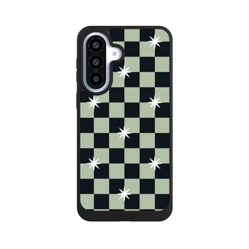 Galaxy A37 5G NIVOpure Checked Pattern Black Grey Stars