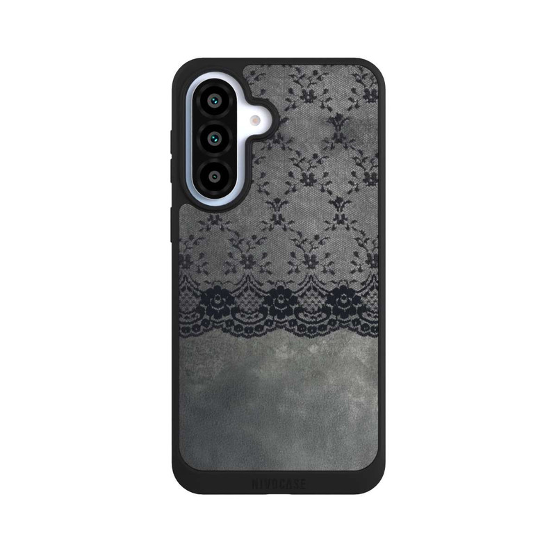 Galaxy A37 5G NIVOpure Black Lace Pattern on a Grey Background