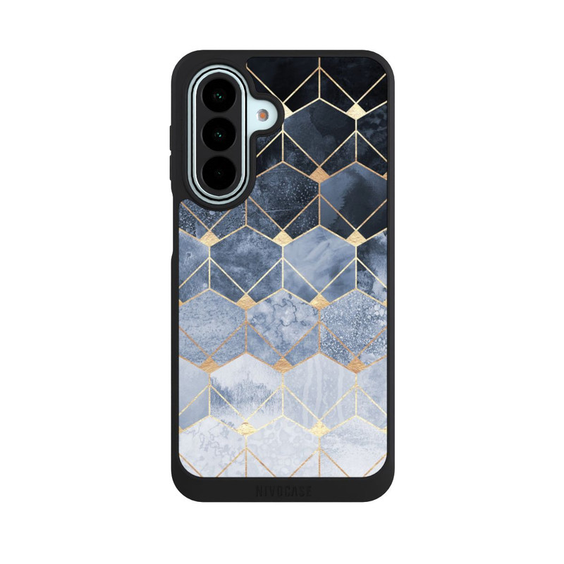 Galaxy A27 5G NIVOpure Blue Hexagons And Diamonds Gold Print
